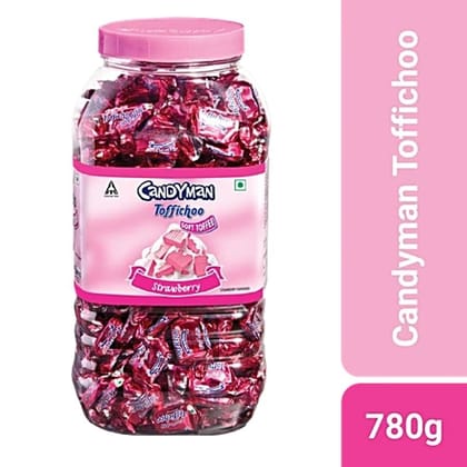 Candyman Toffichoo - Soft Toffee, Strawberry Flavour, 780 g Jar - 780 gm - 780 gm - One Jar