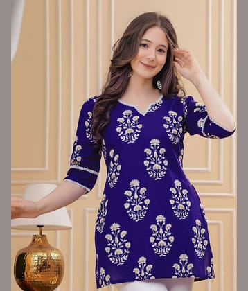 anushansa Women Viscose Rayon Printed Straight Kurti ( Purple )