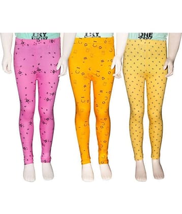 FnMe Pack of 3 Girls Cotton Leggings ( Baby Pink )