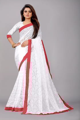 ANSH Womens Net Floral Print Saree length (5.5m) & Blouse Piece Size (0.8m) (Multicolor)
