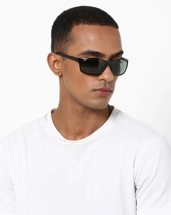 MTV Sports Green Men Black Full-frame Plastic Solid UV 400 Protection Sunglass-MTV-227
