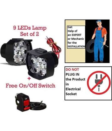 THERMAL 9 LED Fog Light, Waterproof Head Lamp, Bar Light Off-Roading Universal for All Bikes, Scooty, Car & vehicles.