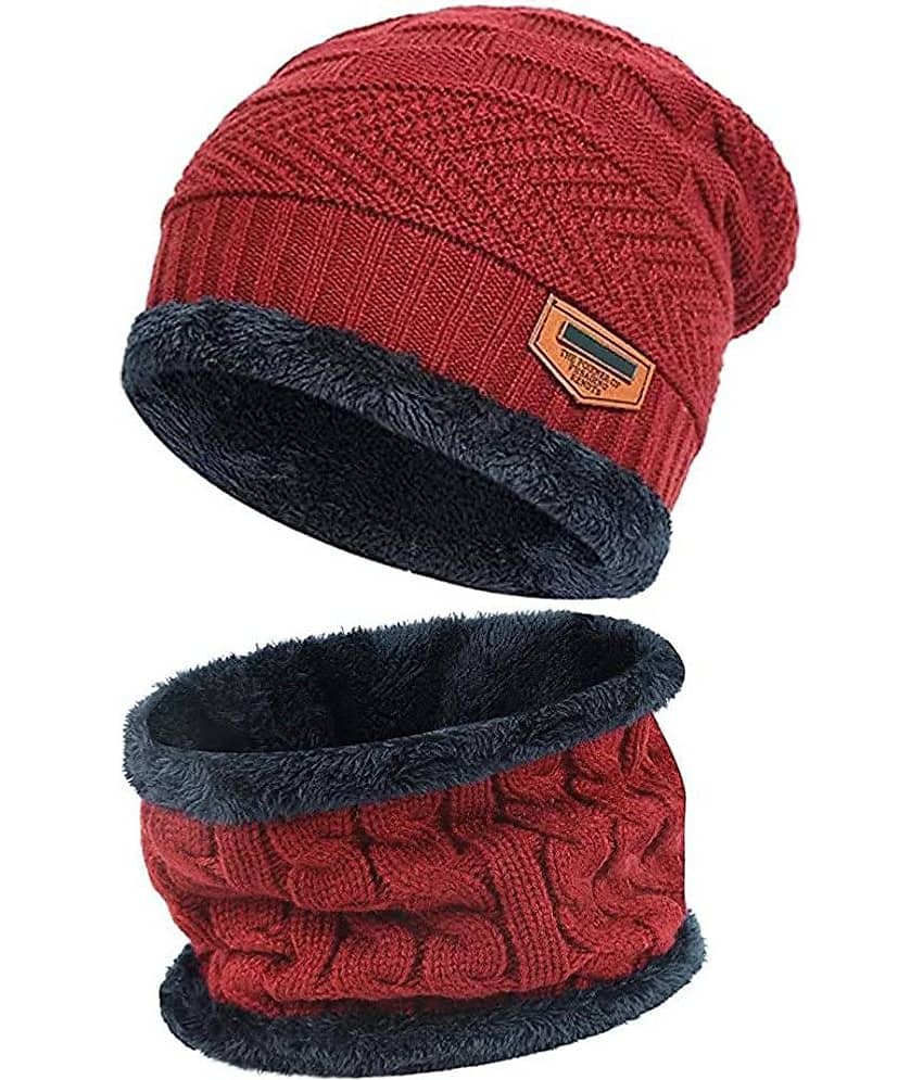 Leavess - Black Woollen Men's Cap ( Pack of 1 )