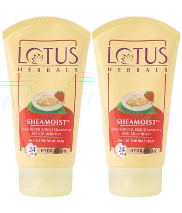 Lotus Herbals Sheamoist Shea Butter & Real Strawberry 24Hr Moisturiser, Pack of 2