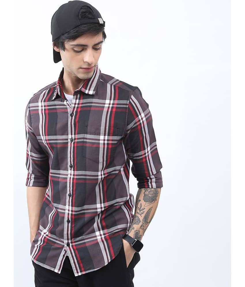 Ketch Cotton Blend Regular Fit Checks Full Sleeves Men's Casual Shirt - Brown ( Pack of 1 )