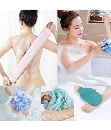 Gatih Back Scruber Bath Loofah Sponge for Bath Loofah Back Scrubber Assorted Pack of 3