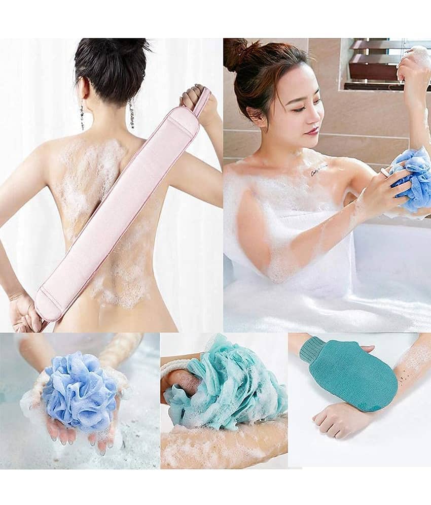 Gatih Back Scruber Bath Loofah Sponge for Bath Loofah Back Scrubber Assorted Pack of 3