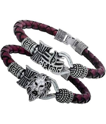 Rudra Leather, Brass Silver-plated Bracelet (Pack of 2)