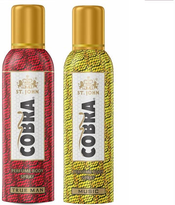 ST.JOHN Cobra No Gas True Men & Music Deodorant Spray for Men 100ml Each (200ml) Pack of 2