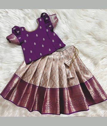 kedar fab Jacquard Lehenga Choli Set For Girls ( Pack of 1 , Purple )
