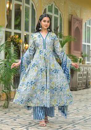 Blue Breeze Anarkali Suit Set-S