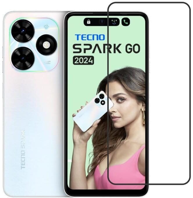 PLUGTECH Advanced Tempered Glass With Anti-Explosion 9H Hardness Edge-To-Edge Coverage Screen Guard for TECHNO SPARKGO2024