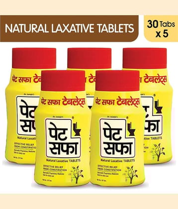 Pet Saffa Natural Laxative Tablets 30 Tablets, Pack of 5 (Helpful In Constipation, Gas, Acidity, Kabz), Ayurvedic Medicine