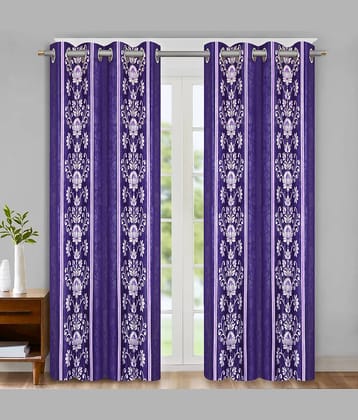 Home Candy Set of 2 Door Semi-Transparent Eyelet Polyester Purple Curtains ( 213 x 120 cm )