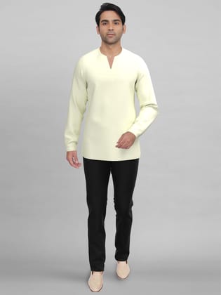 Cream v-neck Short Kurta-XS/36 / Only Kurta - No Lowers