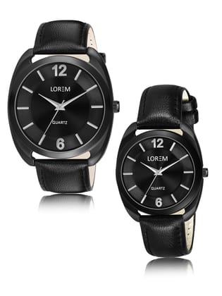 Black Stylish Dial Analog Watch for Lovely Couple LR76-LR323