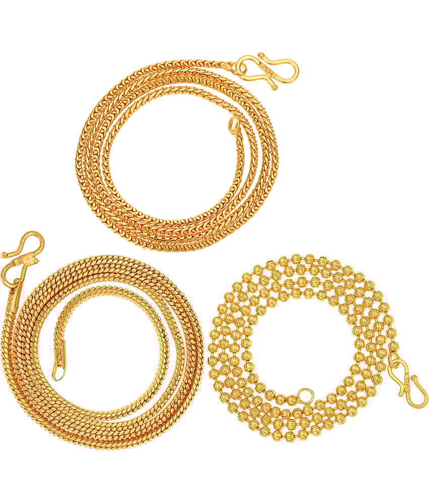 AanyaCentric Combo of 3 Gold Plated 22inches Long Fashion Chain