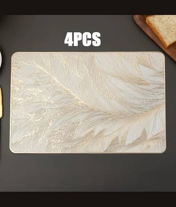 Dakshya Industries PVC Floral Rectangle Table Mats ( 45 cm x 30 cm ) Pack of 4 - Gold