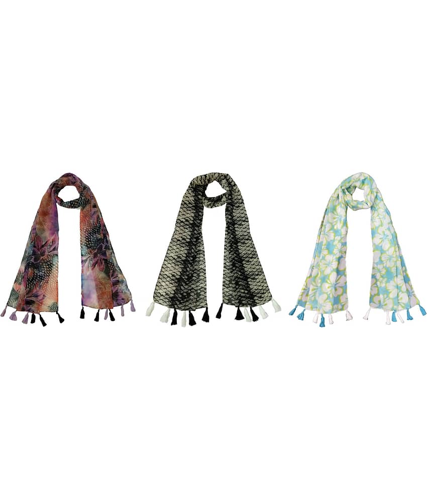 stolevilla Multi Poly Cotton Yarn Stoles ( Pack of 3 )