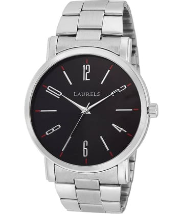 Laurels Black Color Analog Men's Watch With Metal Chain:  LWM-SVT-020707