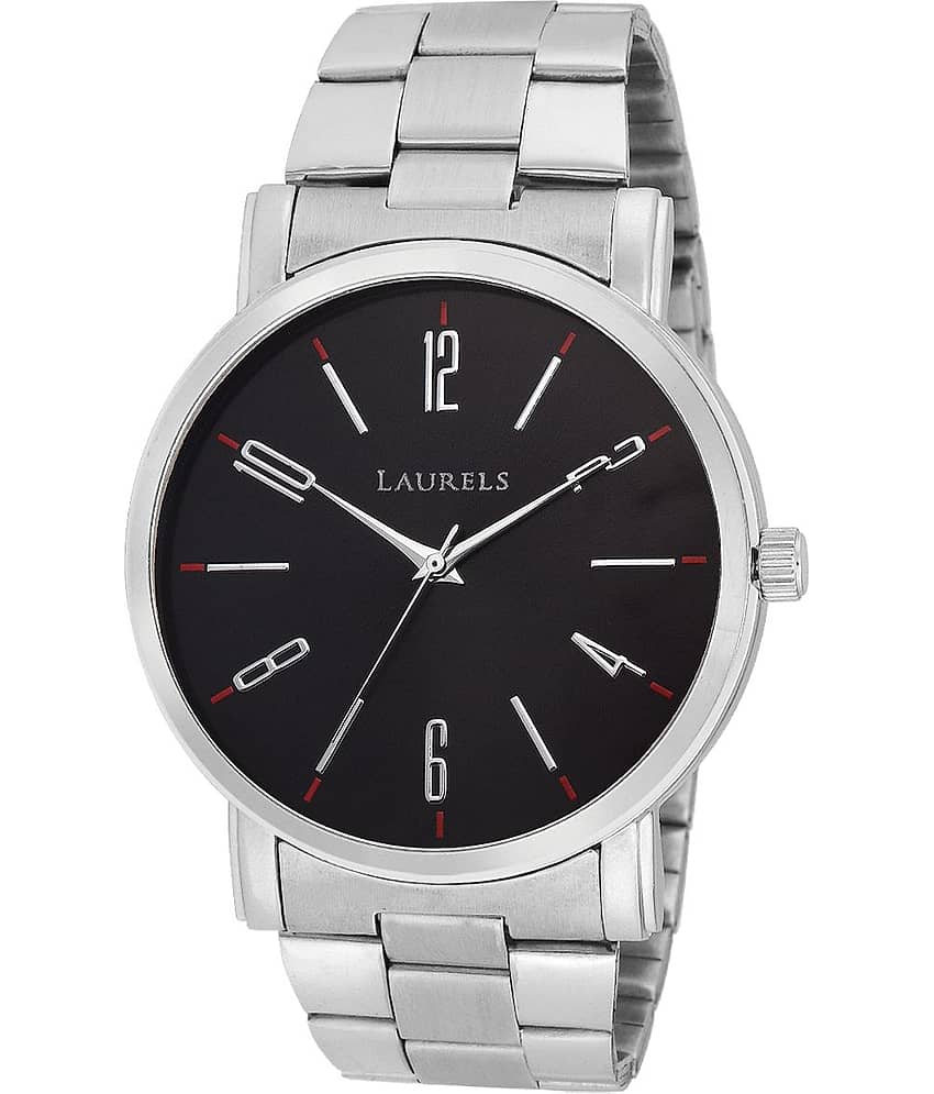 Laurels Black Color Analog Men's Watch With Metal Chain:  LWM-SVT-020707