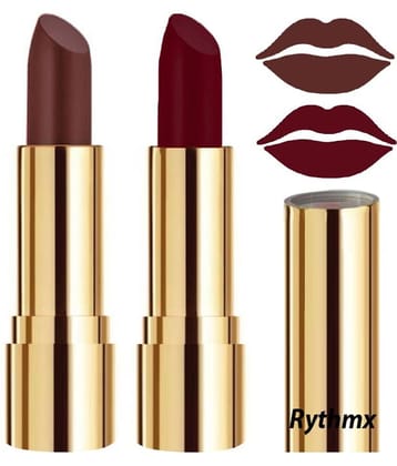 Rythmx Brown,Maroon Matte Creme Lipstick Long Stay on Lips Multi Pack of 2 8 g