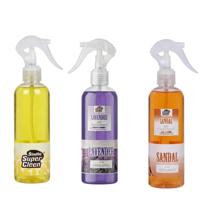 Air Freshener Spray Combo Pack of 3 – Lemon, Lavender & Sandal Fragrance | Room Freshener for Home, Bathroom, Office & Car | Long Lasting Odour Eliminator