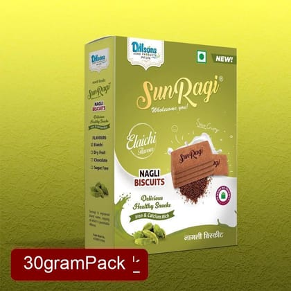 SunRagi Nagli Elaichi Biscuit (30g) | Cardamom Flavored Finger Millet Cookies | Healthy Digestive Snack