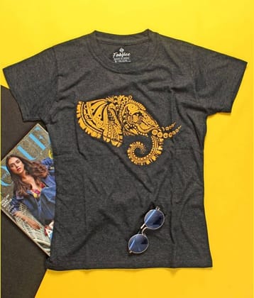 Fabflee Women Cotton Regular Fit Round Neck T-Shirt ( Grey )