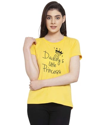 Women's Cotton Blend Daddy's Little Princess Printed T Shirt M (Yellow)