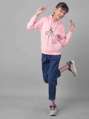 Pink Printed Hooded Sweatshirt-5-6Y / Pink