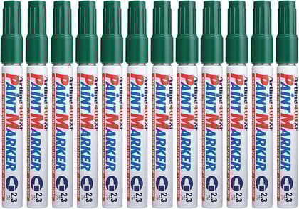 Artline 400XF Paint Markers for Wood, Plastic, and Canvas, The Ideal Waterproof Marker for Indoor/Outdoor Applications, Opaque Permanent Markers with 2.3 mm Bullet Tip, Green, Pack of 10
