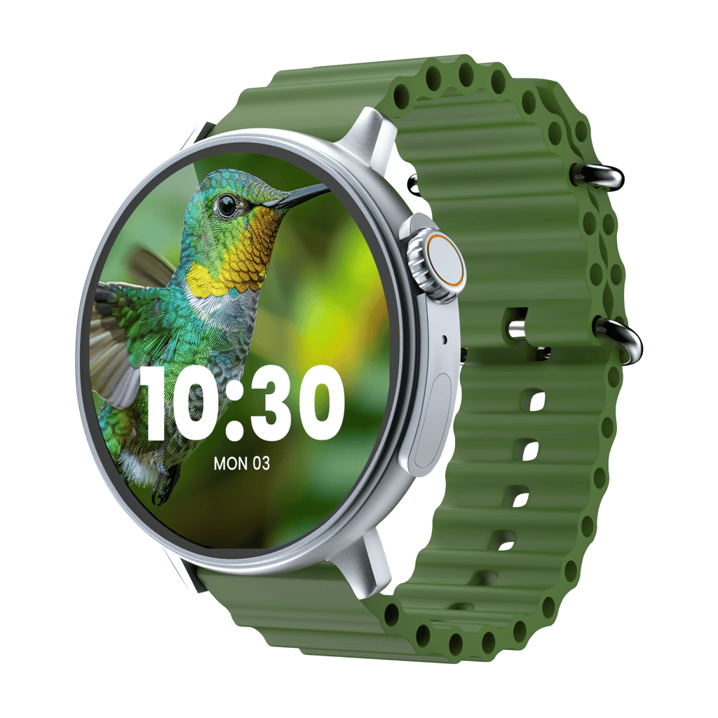 CELLECOR M7 PRO RAY 1.43" AMOLED Display | 700 NITS | AOD | BT-Calling | AI Voice | Split Screen | IP67 | Rotating Crown | SmartWatch (Black Green)