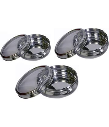 Dynore - Steel Silver Food Container ( Set of 3 - 1000 )