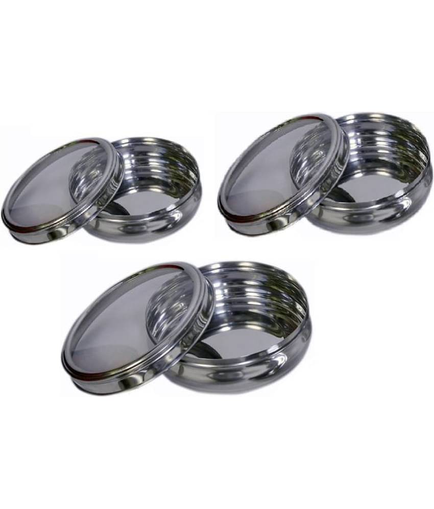 Dynore - Steel Silver Food Container ( Set of 3 - 1000 )