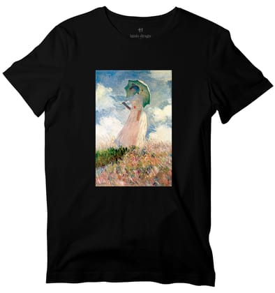 Woman with a Parasol, Facing Left Art T-shirt-36 - XS / Black