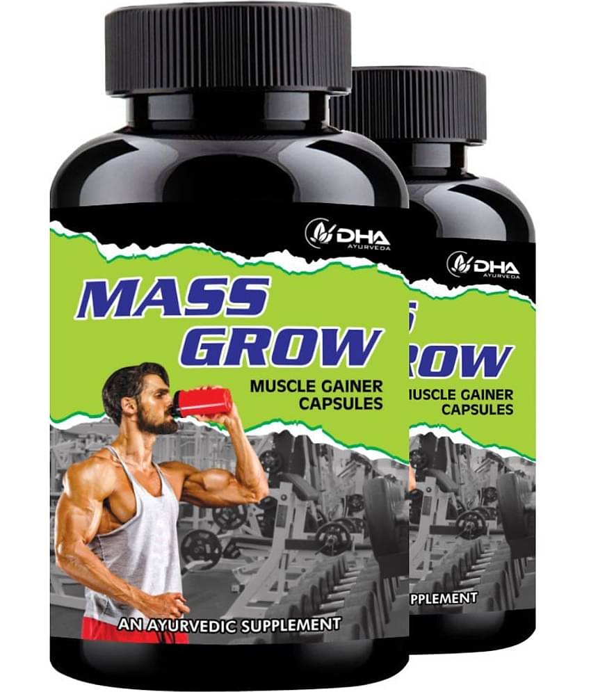 Dha Ayurveda Mass Grow Herbal Muscle Grow Supplement Capsule 60 No.S Pack of 2