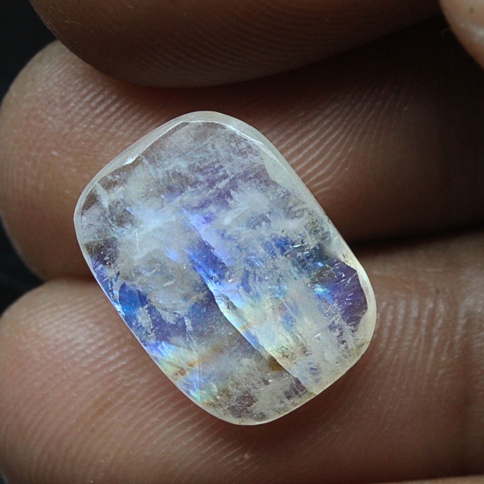 4.6Ct Natural Rainbow MOONSTONE Cushion Cut Gemstone
