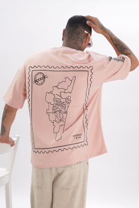 Madras Unisex Pink Drop-Shoulder T-Shirt-M