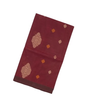 Crimson Handloom Rasipuram Cotton Saree With Flower Motifs-Crimson