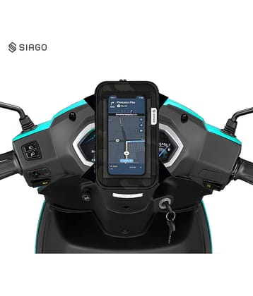 SIAGO SIA11 Premium Mobile Holder for Scooty - Universal Fit | Activa Mobile Holder for Scooter | Water-Resistant Pouch Black