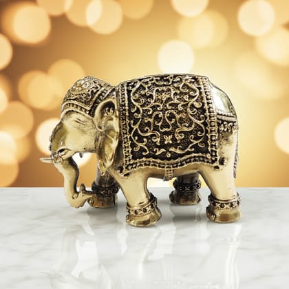 Handcrafted Brass Elephant Statue | Luxury Home Decor Showpiece, Height : 3 Inch (BSMAS1707 M)