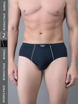 Men's Assorted Pack of 2 Combed Cotton Solid Brief With Anti-Microbial Odour Control