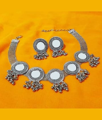 Renaissance Traders - Silver Oxidised Silver Necklace Set ( Pack of 1 )