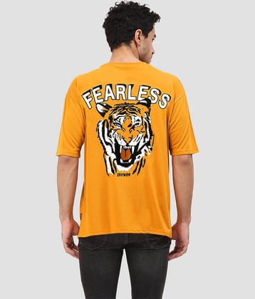 Leotude Pack of 1 Cotton Blend Oversized Fit Men's T-Shirt ( Mustard )