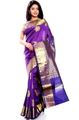 Magenta Kanchipuram Silk Saree with Butta and Elephant Motifs