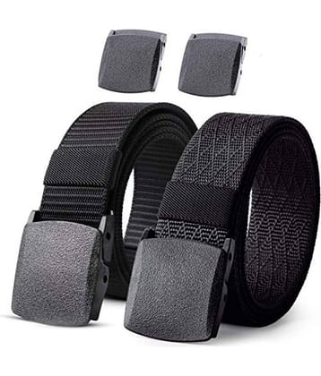 Edifier - Black Nylon Men's Casual Belt ( Pack of 2 )
