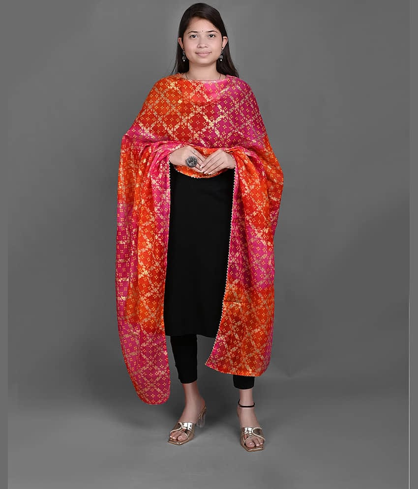 Apratim Orange Cotton Blend Women's Dupatta - ( Pack of 1 )
