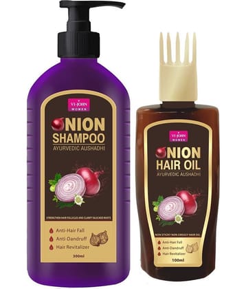 Vi John Nion Ayurvedic Onion Shampoo 300Ml & Onion Hair Oil 100Ml