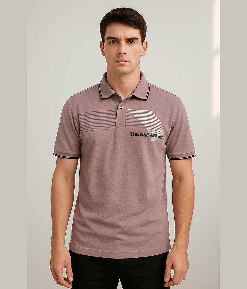 Dollar Men Cotton Regular Fit Printed Polo T Shirt ( Purple )